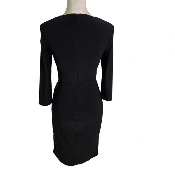 Eliza J Surplice Wrap Jersey V Neck Dress Black Size 2 NWT - Picture 4 of 13